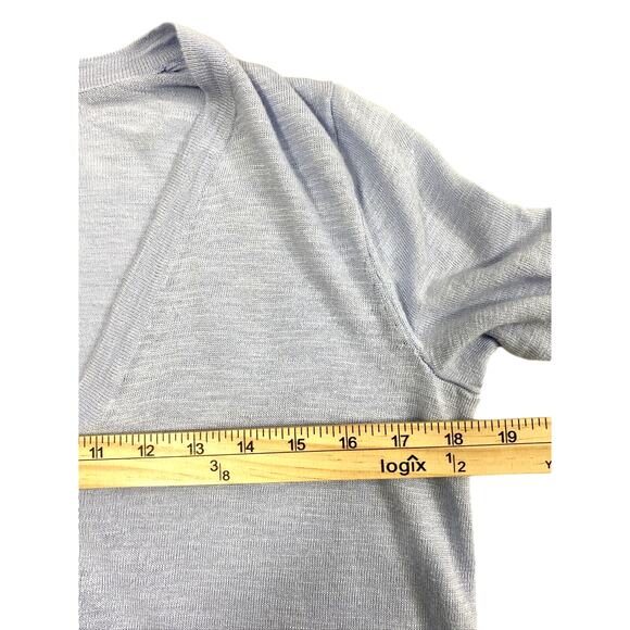 J. Jill Cardigan Sweater Womens XS Light Blue Short‎ Sleeve Linen Blend Coastal - Picture 7 of 10